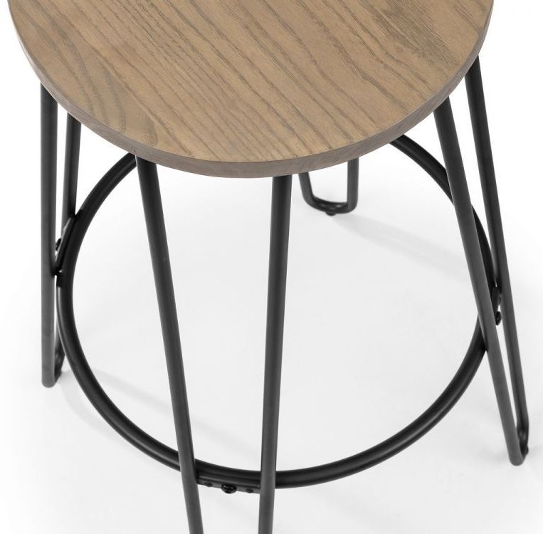 Product photograph of Dalston Mocha Elm Round Bar Table Set With 2 Stools Hair Pin Legs from Choice Furniture Superstore.