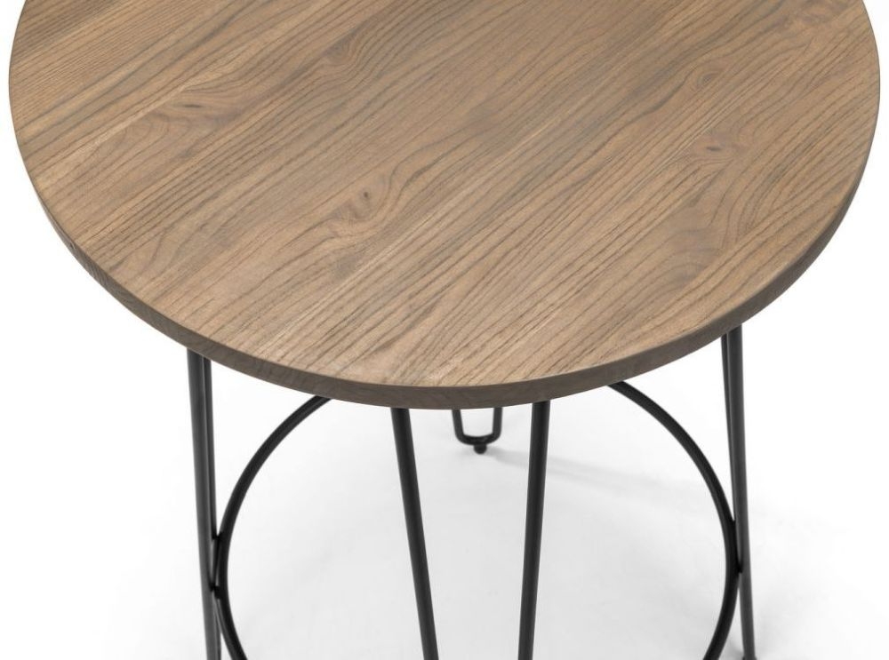 Product photograph of Dalston Mocha Elm Round Bar Table Set With 2 Stools Hair Pin Legs from Choice Furniture Superstore.