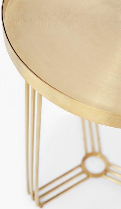 Product photograph of Gillmore Space Finn Brass Brushed Round Side Table from Choice Furniture Superstore.