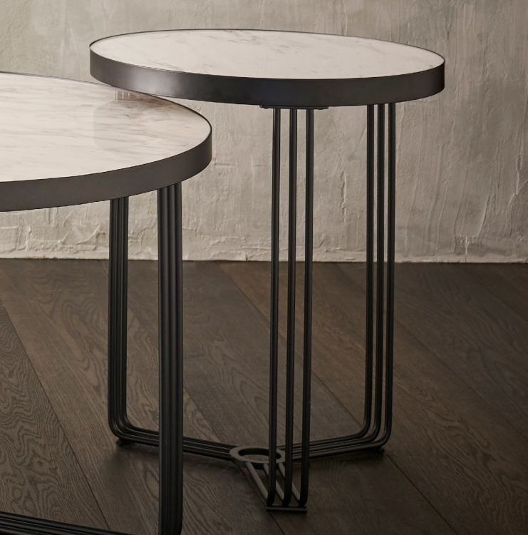 Product photograph of Gillmore Space Finn White Marble And Black Matt Round Side Table from Choice Furniture Superstore.