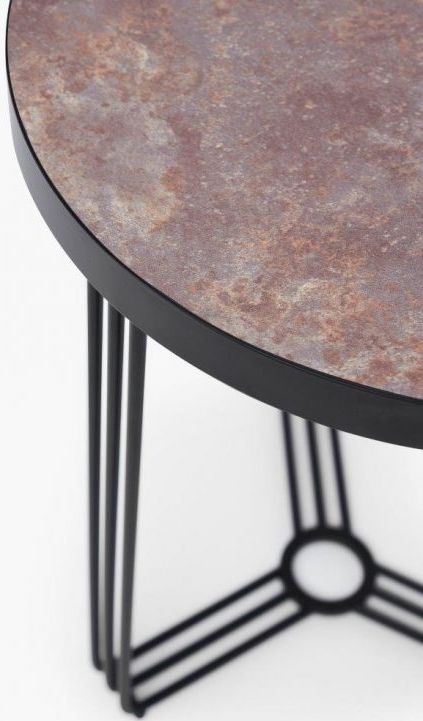 Product photograph of Gillmore Space Finn Dark Stone Laminate And Black Matt Round Side Table from Choice Furniture Superstore.