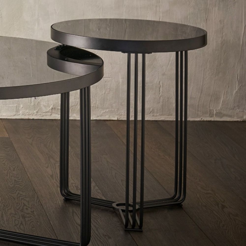 Product photograph of Finn Black Glass Round Side Table from Choice Furniture Superstore.