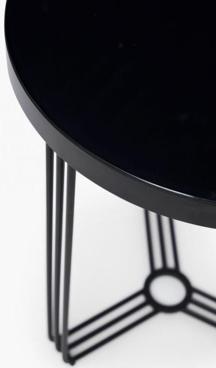 Product photograph of Finn Black Glass Round Side Table from Choice Furniture Superstore.