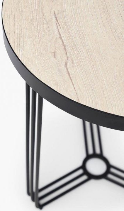 Product photograph of Gillmore Space Finn Pale Oak Laminate And Black Matt Round Side Table from Choice Furniture Superstore.