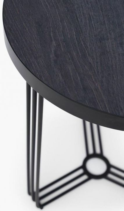 Product photograph of Gillmore Space Finn Dark Oak Laminate And Black Matt Round Side Table from Choice Furniture Superstore.