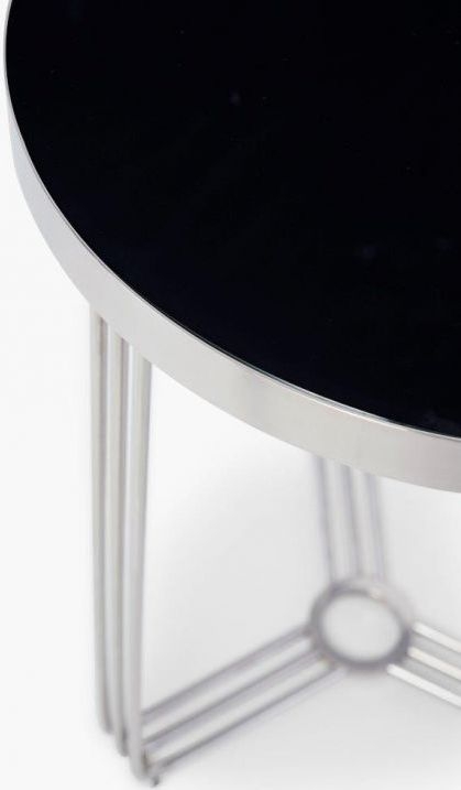 Product photograph of Gillmore Space Finn Black Glass And Chrome Round Side Table from Choice Furniture Superstore.