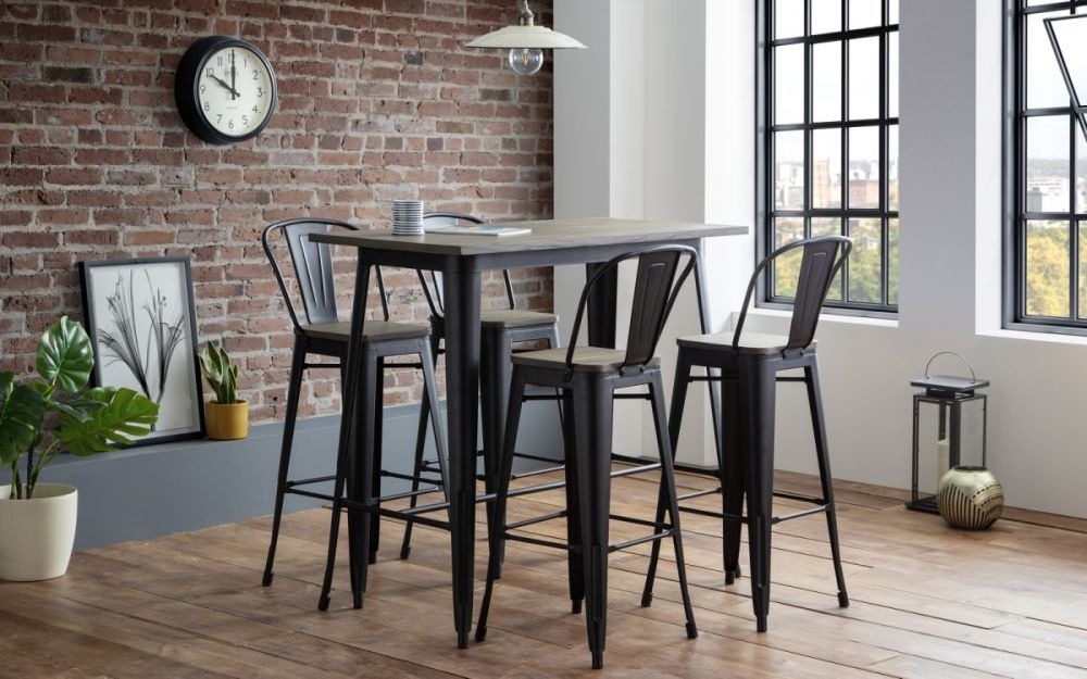 Product photograph of Grafton Mocha Elm Bar Table Set With 4 Stools from Choice Furniture Superstore.
