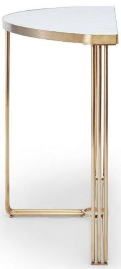 Product photograph of Finn White Marble And Brass Metal Half Moon Console Table from Choice Furniture Superstore.