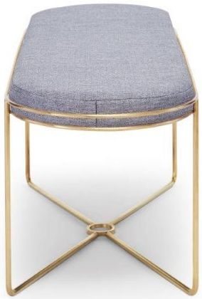 Product photograph of Finn Pewter Woven Upholstered And Brass Brushed Oval Stool from Choice Furniture Superstore.