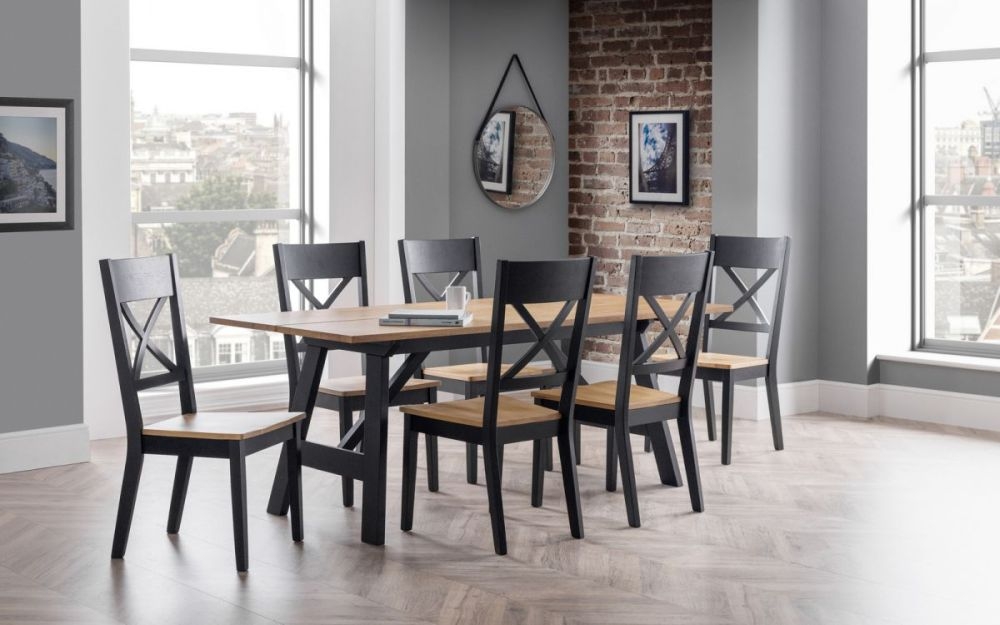 Product photograph of Hockley Black And Oak 6 Seater Dining Set With 6 Chairs from Choice Furniture Superstore.