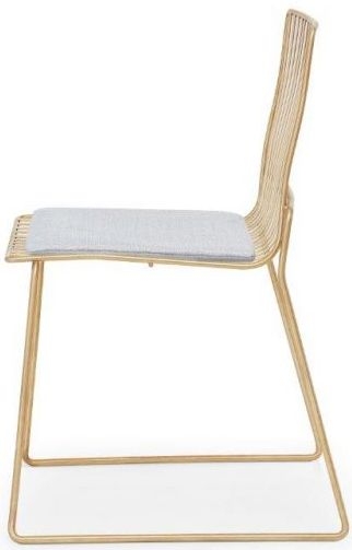 Product photograph of Gillmore Space Finn Silver Woven Fabric And Brass Brushed Stacking Dining Chair Sold In Pairs from Choice Furniture Superstore.