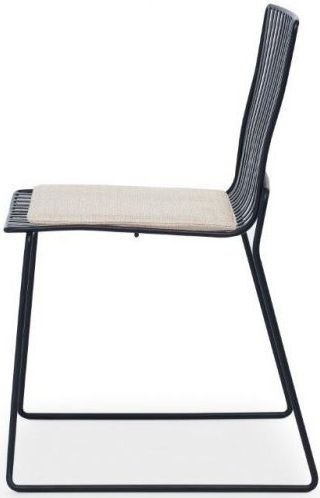 Product photograph of Gillmore Space Finn Natural Woven Fabric And Black Matt Stacking Dining Chair Sold In Pairs from Choice Furniture Superstore.