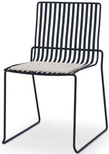 Product photograph of Gillmore Space Finn Natural Woven Fabric And Black Matt Stacking Dining Chair Sold In Pairs from Choice Furniture Superstore.