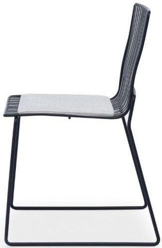 Product photograph of Gillmore Space Finn Silver Woven Fabric And Black Matt Stacking Dining Chair Sold In Pairs from Choice Furniture Superstore.