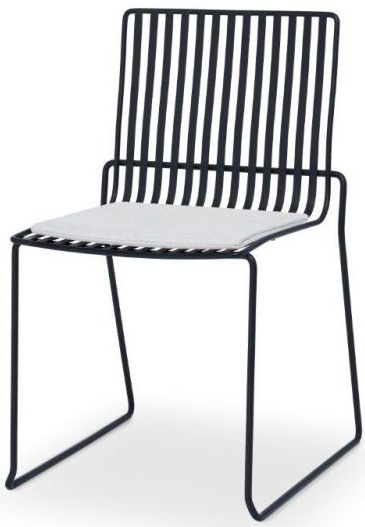 Product photograph of Gillmore Space Finn Silver Woven Fabric And Black Matt Stacking Dining Chair Sold In Pairs from Choice Furniture Superstore.