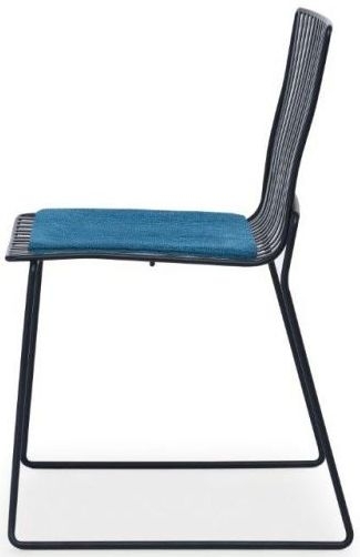 Product photograph of Gillmore Space Finn Admiral Blue Woven Fabric And Black Matt Stacking Dining Chair Sold In Pairs from Choice Furniture Superstore.