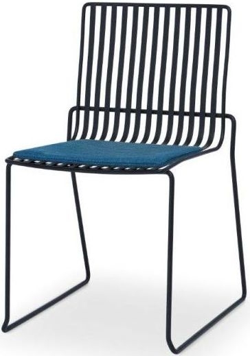 Product photograph of Gillmore Space Finn Admiral Blue Woven Fabric And Black Matt Stacking Dining Chair Sold In Pairs from Choice Furniture Superstore.