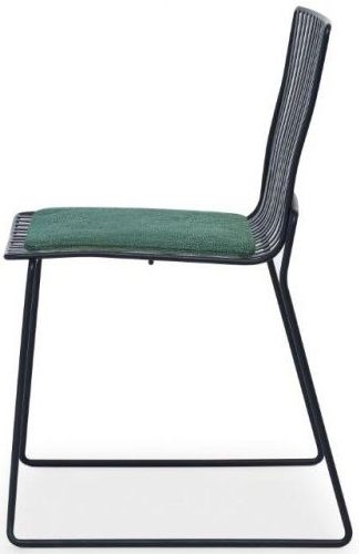 Product photograph of Gillmore Space Finn Conifer Green Woven Fabric And Black Matt Stacking Dining Chair Sold In Pairs from Choice Furniture Superstore.