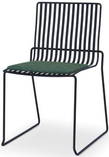 Product photograph of Gillmore Space Finn Conifer Green Woven Fabric And Black Matt Stacking Dining Chair Sold In Pairs from Choice Furniture Superstore.