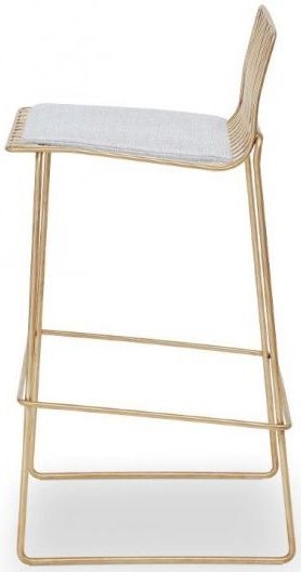 Product photograph of Gillmore Space Finn Silver Woven Fabric And Brass Brushed Bar Stool Sold In Pairs from Choice Furniture Superstore.