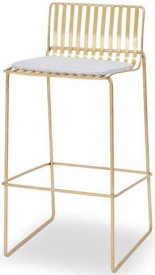 Product photograph of Gillmore Space Finn Silver Woven Fabric And Brass Brushed Bar Stool Sold In Pairs from Choice Furniture Superstore.