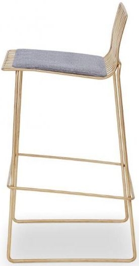 Product photograph of Gillmore Space Finn Pewter Woven Fabric And Brass Brushed Bar Stool Sold In Pairs from Choice Furniture Superstore.