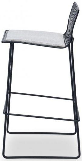 Product photograph of Gillmore Space Finn Silver Woven Fabric And Black Matt Bar Stool Sold In Pairs from Choice Furniture Superstore.