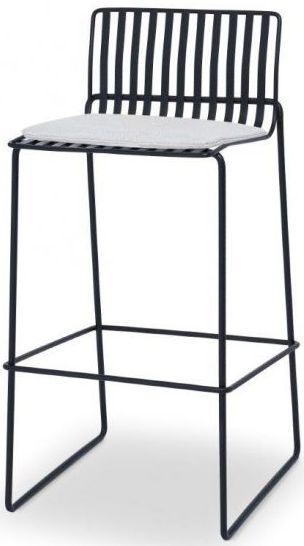 Product photograph of Gillmore Space Finn Silver Woven Fabric And Black Matt Bar Stool Sold In Pairs from Choice Furniture Superstore.