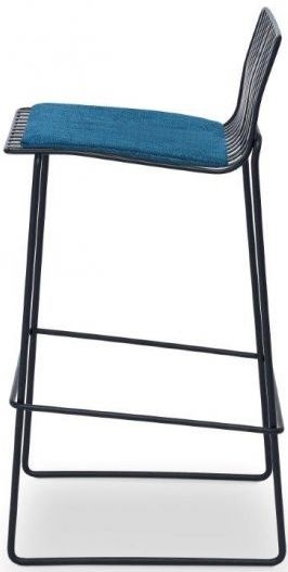 Product photograph of Gillmore Space Finn Admiral Blue Woven Fabric And Black Matt Bar Stool Sold In Pairs from Choice Furniture Superstore.