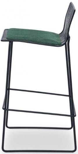 Product photograph of Gillmore Space Finn Conifer Green Woven Fabric And Black Matt Bar Stool Sold In Pairs from Choice Furniture Superstore.