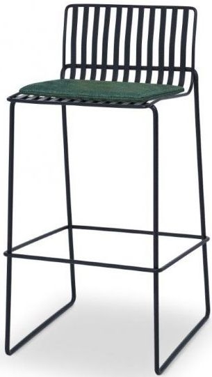 Product photograph of Gillmore Space Finn Conifer Green Woven Fabric And Black Matt Bar Stool Sold In Pairs from Choice Furniture Superstore.