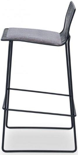 Product photograph of Gillmore Space Finn Pewter Woven Fabric And Black Matt Bar Stool Sold In Pairs from Choice Furniture Superstore.