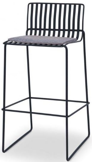 Product photograph of Gillmore Space Finn Pewter Woven Fabric And Black Matt Bar Stool Sold In Pairs from Choice Furniture Superstore.