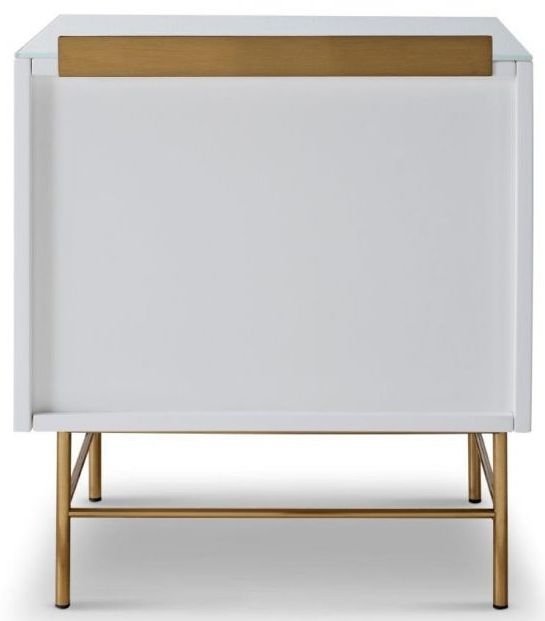Product photograph of Alberto White And Brass Metal 2 Drawer Bedside Cabinet from Choice Furniture Superstore.