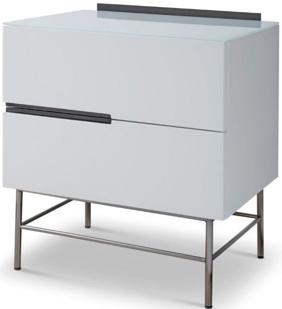 Product photograph of Alberto White And Chrome Metal 2 Drawer Bedside Cabinet from Choice Furniture Superstore.