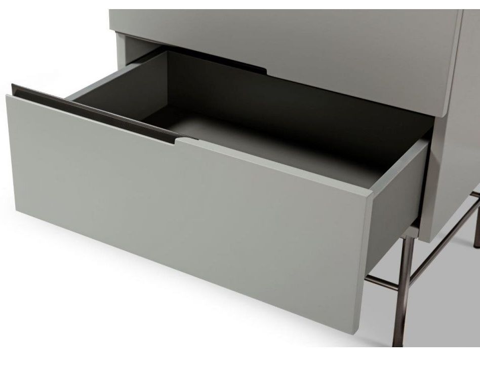 Product photograph of Alberto Grey And Chrome Metal 2 Drawer Bedside Cabinet from Choice Furniture Superstore.