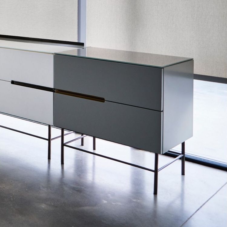 Product photograph of Alberto Grey And Chrome Metal 2 Drawer Bedside Cabinet from Choice Furniture Superstore.