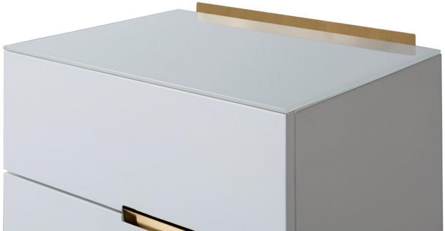 Product photograph of Gillmore Space Alberto White Matt Lacquer And Brass Brushed 4 Drawer Narrow Chest from Choice Furniture Superstore.