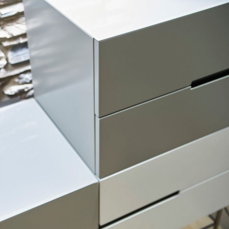 Product photograph of Alberto Grey And Brass Metal 4 Drawer Narrow Chest from Choice Furniture Superstore.