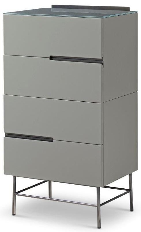 Product photograph of Alberto Grey And Chrome Metal 4 Drawer Narrow Chest from Choice Furniture Superstore.