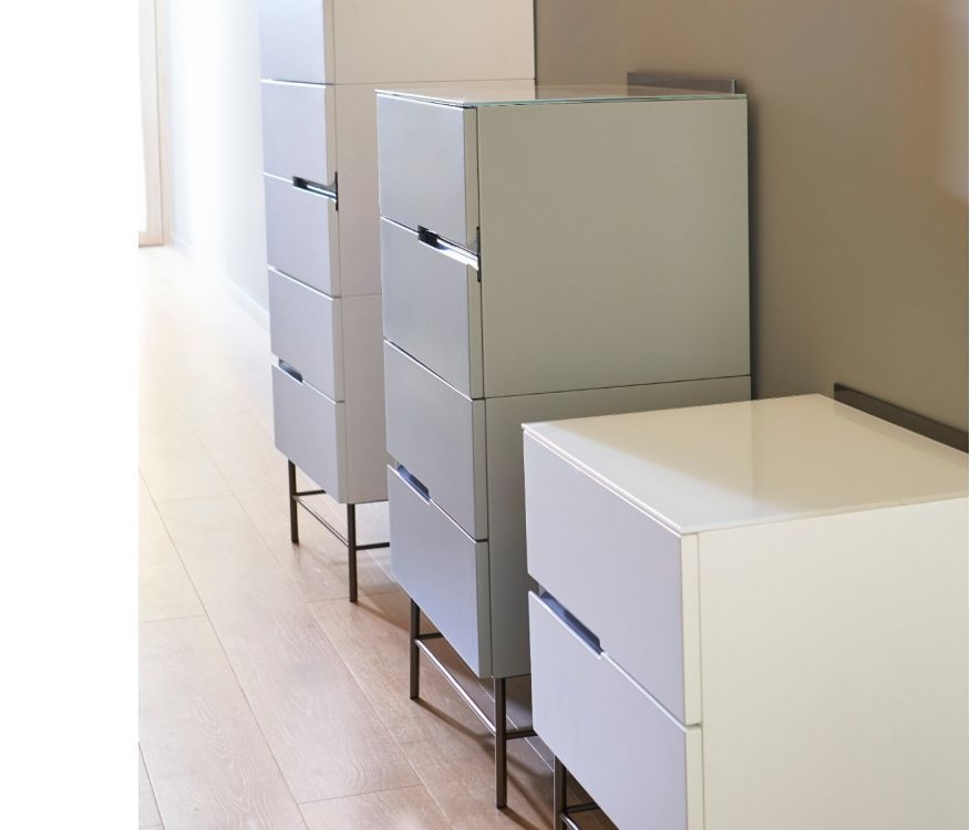 Product photograph of Alberto Grey And Chrome Metal 4 Drawer Narrow Chest from Choice Furniture Superstore.