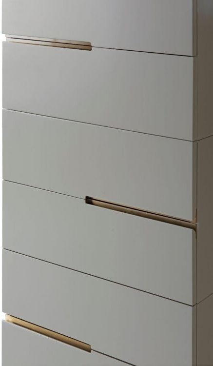 Product photograph of Alberto Grey And Brass Metal 6 Drawer Tall Chest from Choice Furniture Superstore.