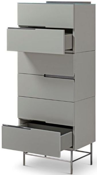 Product photograph of Alberto Grey And Chrome Metal 6 Drawer Tall Chest from Choice Furniture Superstore.
