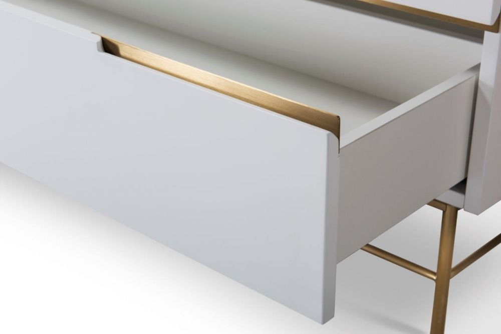 Product photograph of Alberto White And Brass Metal 4 Drawer Chest from Choice Furniture Superstore.