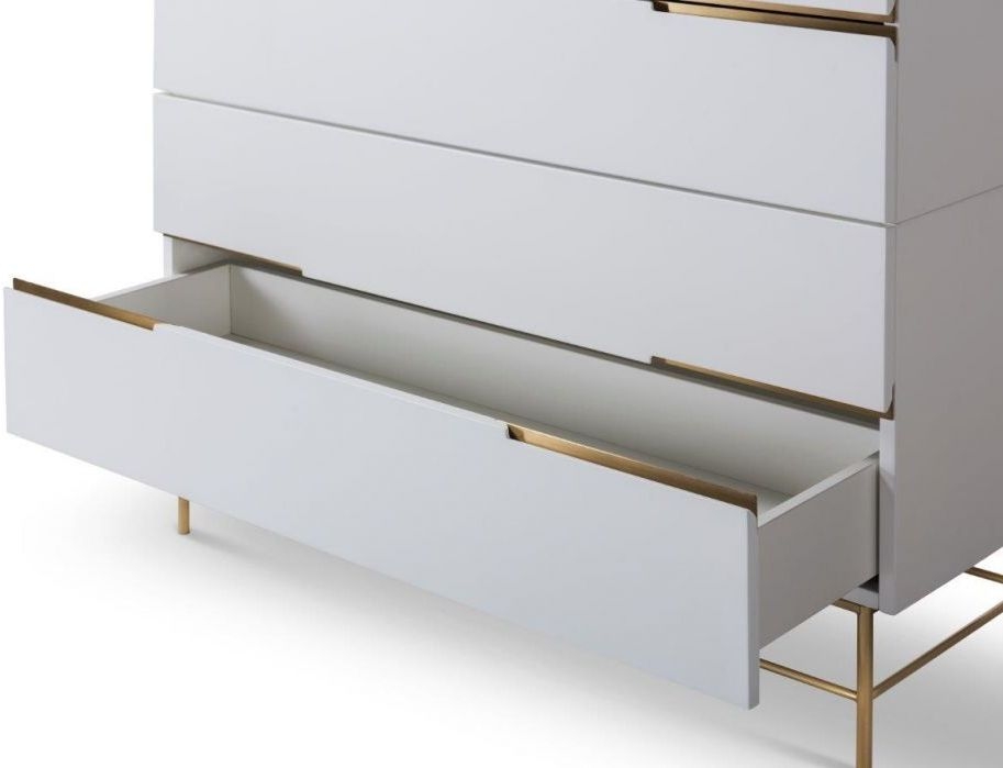 Product photograph of Alberto White And Brass Metal 4 Drawer Chest from Choice Furniture Superstore.