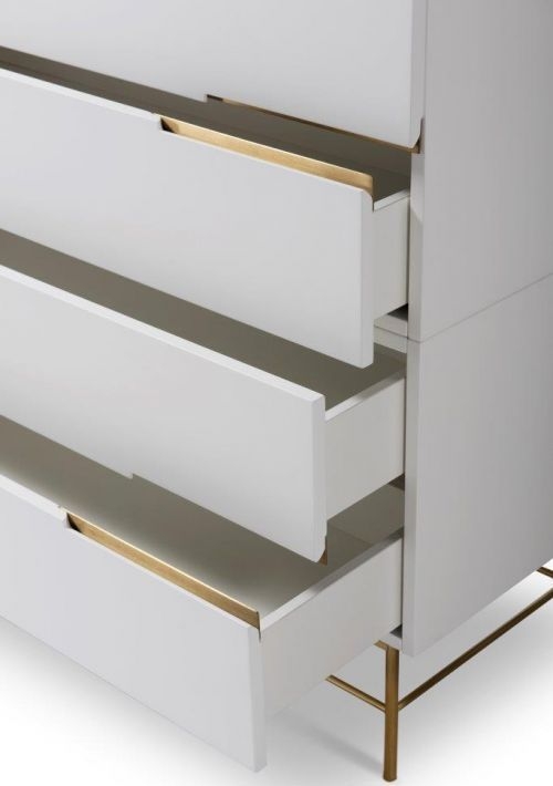 Product photograph of Alberto White And Brass Metal 4 Drawer Chest from Choice Furniture Superstore.