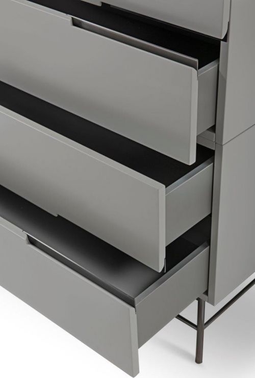 Product photograph of Alberto Grey And Chrome Metal 4 Drawer Chest from Choice Furniture Superstore.