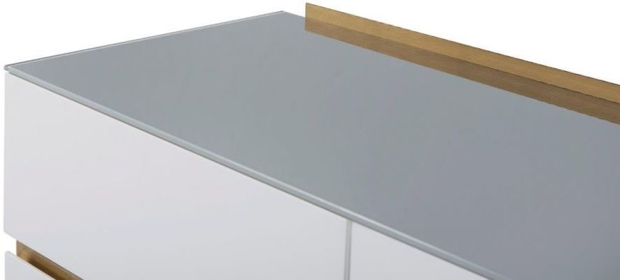 Product photograph of Alberto White And Brass Metal 6 Drawer Chest from Choice Furniture Superstore.