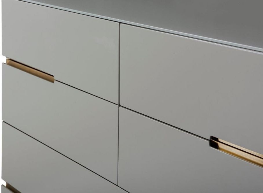 Product photograph of Alberto Grey And Brass Metal 6 Drawer Chest from Choice Furniture Superstore.