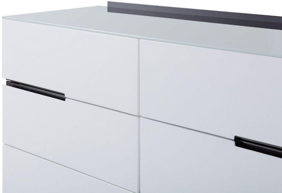Product photograph of Alberto White And Chrome Metal 6 Drawer Chest from Choice Furniture Superstore.